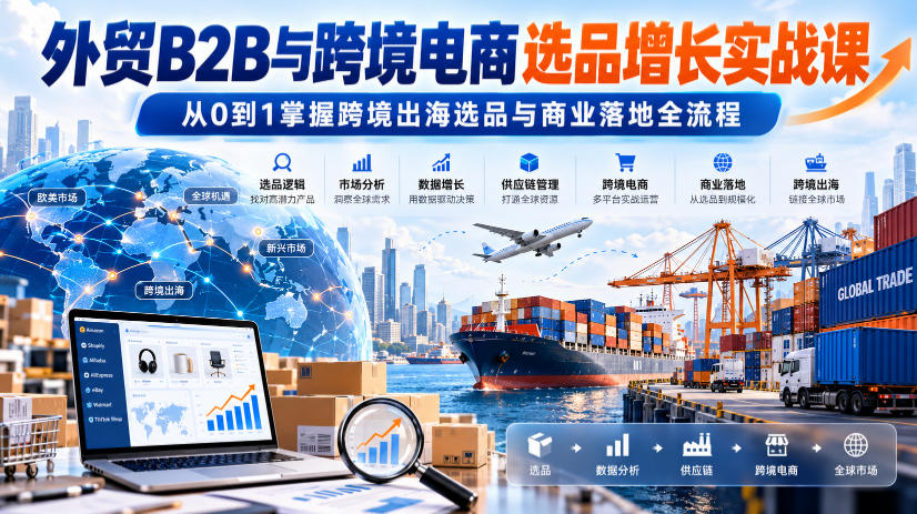 外贸B2B与跨境电商选品增长实战课，从0到1掌握跨境出海选品与商业落地全流程-轻创终点站