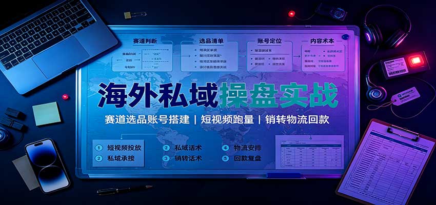 海外私域操盘实战：赛道选品账号搭建，短视频跑量，销转物流回款-轻创终点站