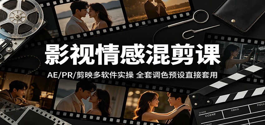 影视情感混剪课：AE/PR/剪映多软件实操，全套调色预设直接套用-源创文化:轻创终点站
