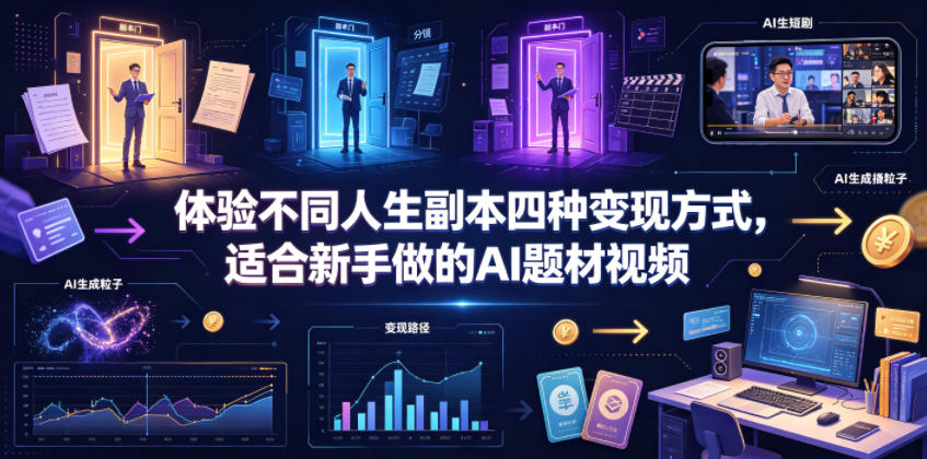 体验不同人生副本四种变现方式，适合新手做的AI题材视频-源创文化:轻创终点站