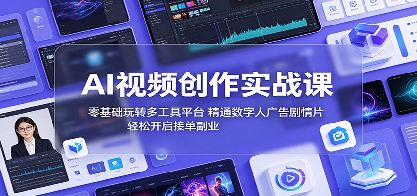 AI视频创作实战课：零基础玩转多工具平台，精通数字人广告、剧情片，轻松开启接单副业-源创文化:轻创终点站