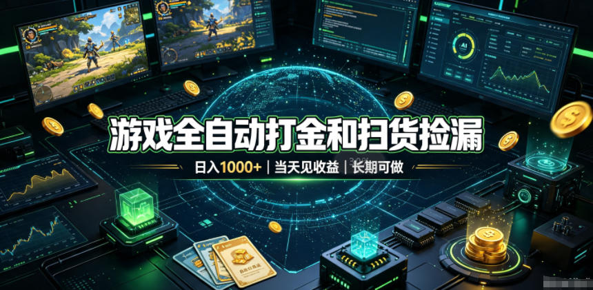 游戏全自动打金和扫货捡漏，日入1k+，当天见收益，长期可做！【揭秘】-轻创终点站
