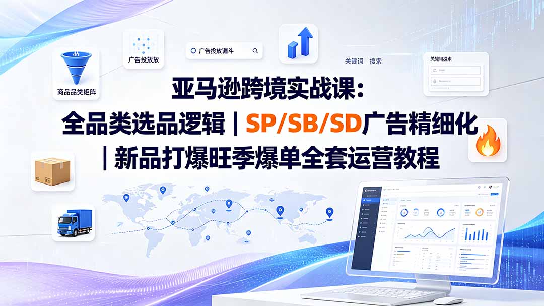 亚马逊跨境实战课-更新：全品类选品逻辑｜SP/SB/SD广告精细化｜新品打爆旺季爆单全套运营教程-轻创终点站