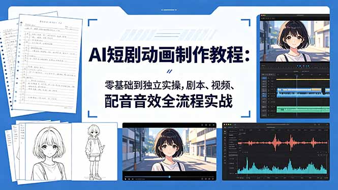 AI短剧动画制作教程：零基础到独立实操，剧本、视频、配音音效全流程实战-源创文化:轻创终点站