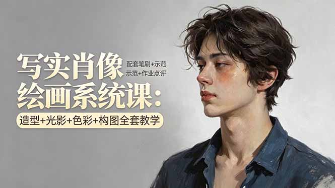 写实肖像绘画系统课：造型+光影+色彩+构图全套教学，配套笔刷+示范+作业点评-源创文化:轻创终点站