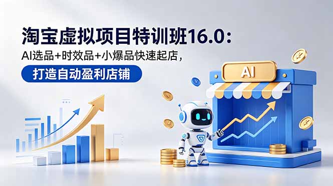 淘宝虚拟项目特训班16.0：AI选品+时效品+小爆品快速起店，打造自动盈利店铺-源创文化:轻创终点站