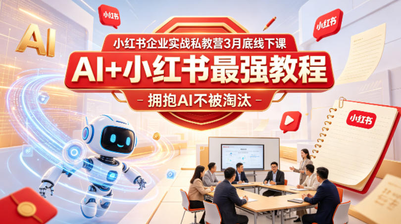 小红书企业实战私教营3月底线下课，AI+小红书最强教程，拥抱AI不被淘汰-源创文化:轻创终点站
