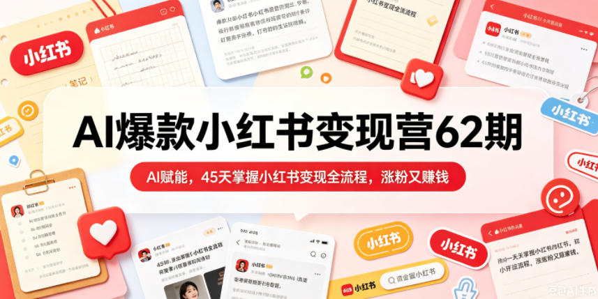 AI爆款小红书变现营62期2026年5月，AI赋能，45天掌握小红书变现全流程，涨粉又賺钱-源创文化:轻创终点站