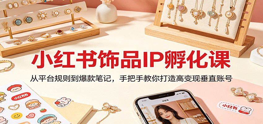 小红书饰品IP孵化课：从平台规则到爆款笔记，手把手教你打造高变现垂直账号-源创文化:轻创终点站