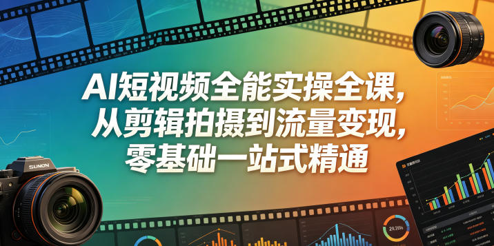 AI短视频全能实操全课，从剪辑拍摄到流量变现，零基础一站式精通-源创文化:轻创终点站