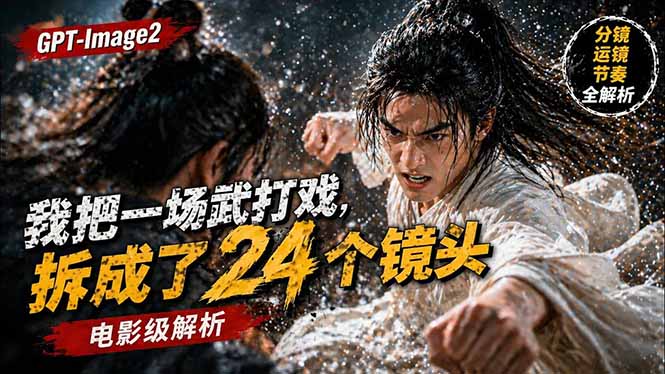 用GPT-Image2，把一段武打对决拆成24个连续镜头，从人物建立、动作衔接、运镜节奏，到情绪爆发-源创文化:轻创终点站