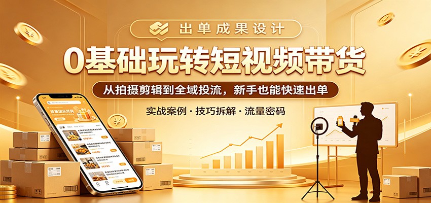 0基础玩转短视频带货：从拍摄剪辑到全域投流，新手也能快速出单-源创文化:轻创终点站
