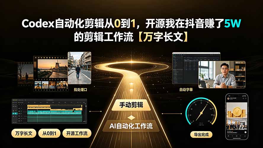 Codex自动化剪辑从0到1，开源我在抖音赚了5W 的剪辑工作流【万字长文】-轻创终点站