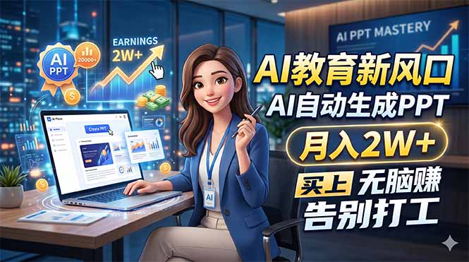 AI教育新风口，AI自动生成PPT，月入2W+，无脑赚，告别打工-源创文化:轻创终点站