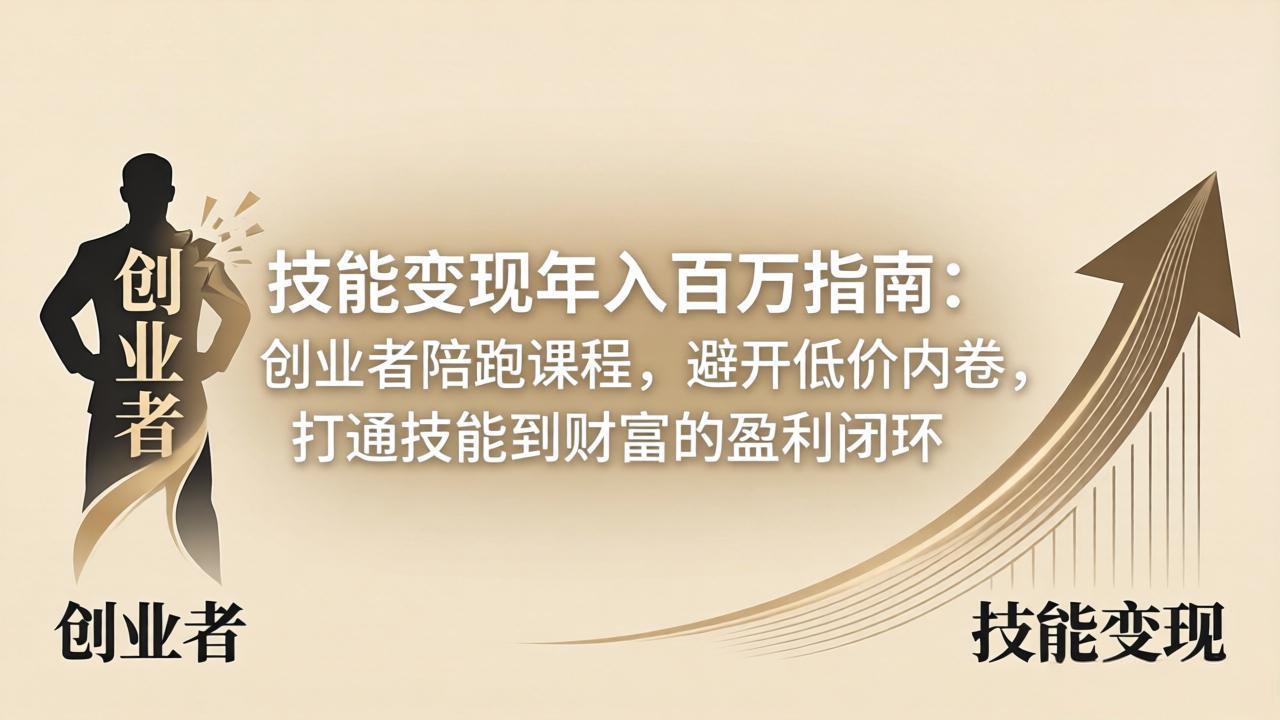 技能变现年入百万指南：创业者陪跑课程，避开低价内卷，打通技能到财富的盈利闭环-源创文化:轻创终点站