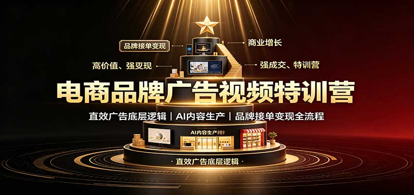 电商品牌广告视频特训：直效广告底层逻辑，AI内容生产，品牌接单变现全流程-轻创终点站