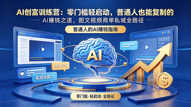 AI创富训练营：零门槛轻启动，普通人也能复制的AI赚钱之道，图文视频商单私域全路径-源创文化:轻创终点站