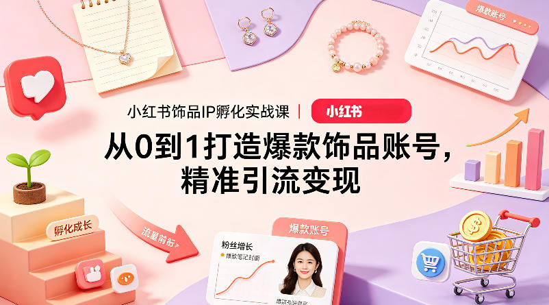 小红书饰品IP孵化实战课｜从0到1打造爆款饰品账号，精准引流变现-源创文化:轻创终点站