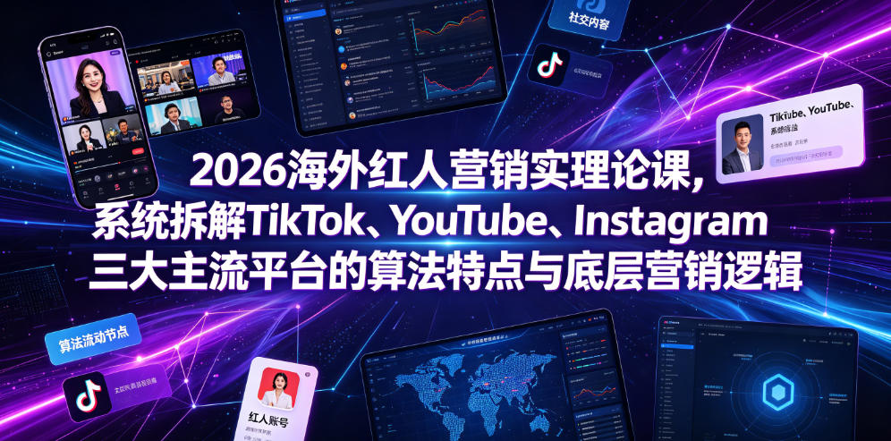 2026海外红人营销实理论课,系统拆解TikTok、YouTube、Instagram三大主流平台的算法特点与底层营销逻辑-源创文化:轻创终点站