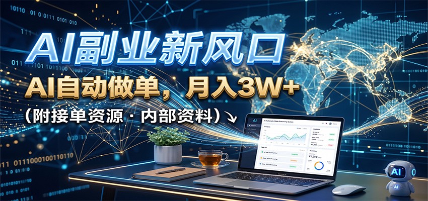 AI副业新风口，AI自动做单，月入3W+，附接单资源-轻创终点站
