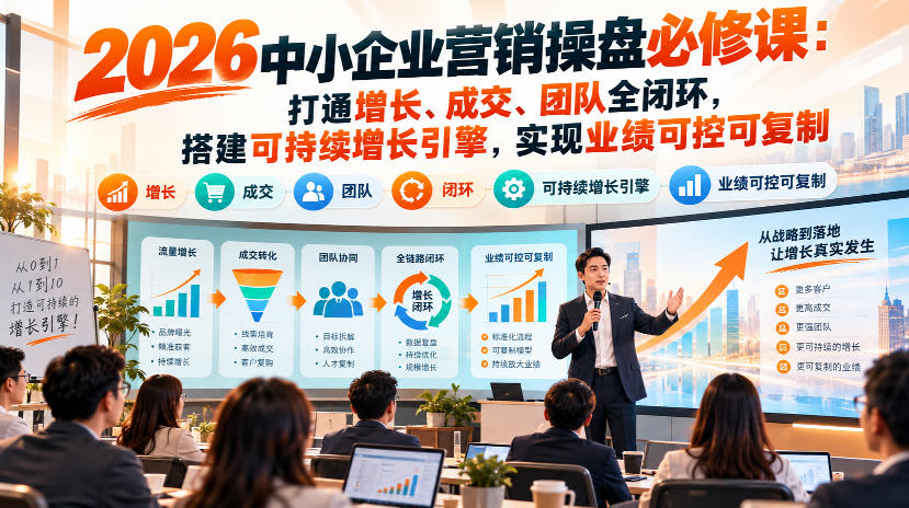 2026中小企业营销操盘必修课：打通增长、成交、团队全闭环，搭建可持续增长引擎，实现业绩可控可复制-轻创终点站