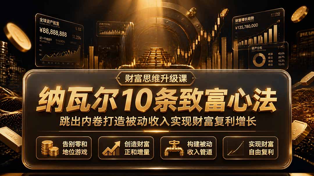 付费文章：纳瓦尔10条致富心法，跳出内卷打造被动收入实现财富复利增长-轻创终点站