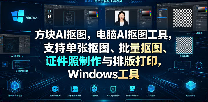 方块AI抠图，电脑AI抠图工具，支持单张抠图、批量抠图、证件照制作与排版打印，Windows工具-源创文化:轻创终点站
