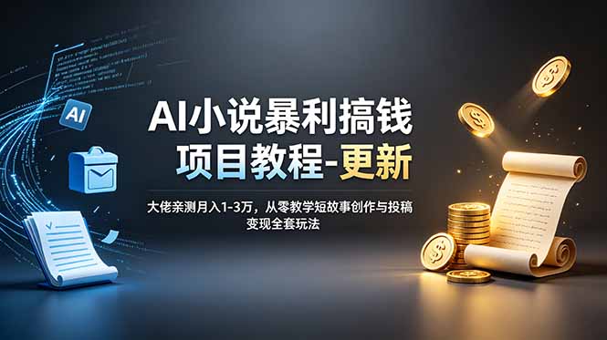 AI小说暴利搞钱项目教程-更新，大佬亲测月入1-3万，从零教学短故事创作与投稿变现全套玩法-源创文化:轻创终点站