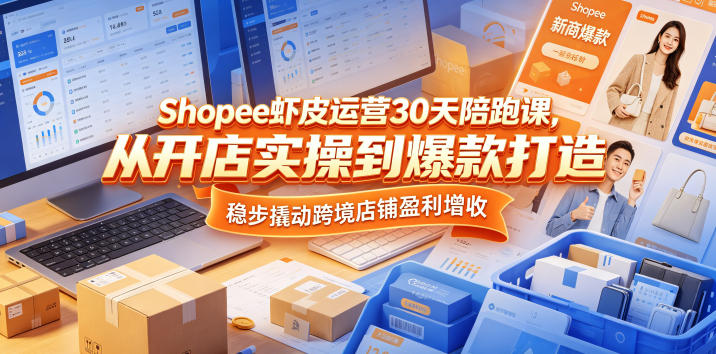 Shopee虾皮运营30天陪跑课，从开店实操到爆款打造，稳步撬动跨境店铺盈利增收-源创文化:轻创终点站