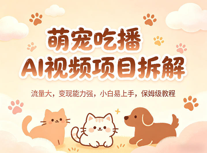 萌宠吃播AI视频项目拆解，流量大，变现能力强，小白易上手，保姆级教程-源创文化:轻创终点站