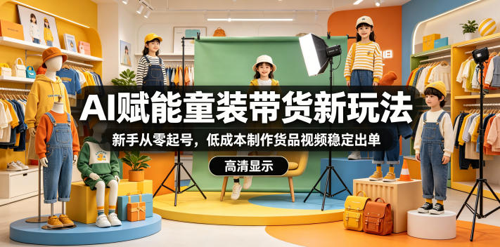 AI赋能童装带货新玩法，新手从零起号，低成本制作货品视频稳定出单-源创文化:轻创终点站