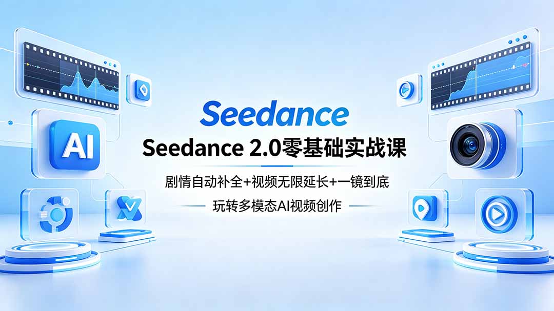 Seedance 2.0零基础实战课：剧情自动补全+视频无限延长+一镜到底：玩转多模态AI视频创作-源创文化:轻创终点站