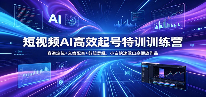 短视频AI高效起号特训训练营：赛道定位+文案配音+剪辑思维，小白快速做出高播放作品-源创文化:轻创终点站