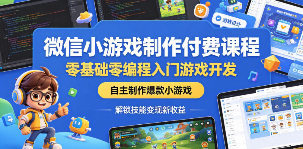 微信小游戏制作付费课程，零基础零编程入门游戏开发，自主制作爆款小游戏，解锁技能变现新收益-源创文化:轻创终点站