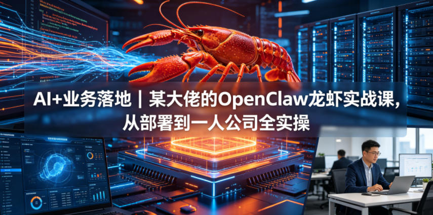 AI+业务落地｜某大佬的OpenClaw小龙虾实战课，从部署到一人公司全实操-源创文化:轻创终点站