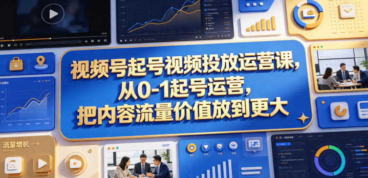 视频号起号视频投放运营课，从0-1起号运营，把内容流量价值放到更大-源创文化:轻创终点站