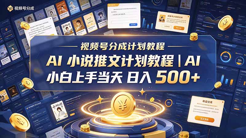 最新视频号分成计划教程｜AI 小说推文，小白上手当天日入 500+-轻创终点站