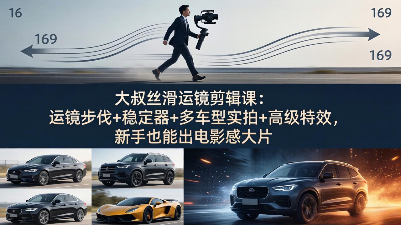 大叔丝滑运镜剪辑课：运镜步伐+稳定器+多车型实拍+高级特效，新手也能出电影感大片-源创文化:轻创终点站