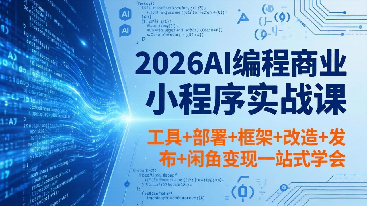 2026AI编程商业小程序实战课，工具+部署+框架+改造+发布+闲鱼变现一站式学会-源创文化:轻创终点站
