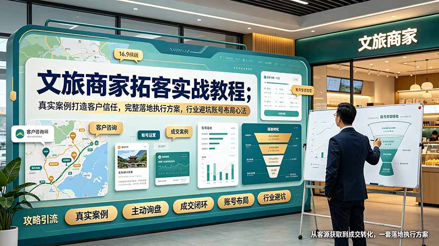 文旅商家拓客实战教程；真实案例打造客户信任，完整落地执行方案，行业避坑账号布局心法-源创文化:轻创终点站
