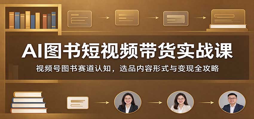 AI图书短视频带货实战课：视频号图书赛道认知，选品内容形式与变现全攻略-轻创终点站