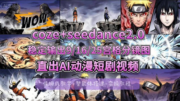 [COZE搭建教学]COZE+即梦Seedance 2.0稳定输出9-16-25宫格分镜图直出AI漫剧视频-源创文化:轻创终点站