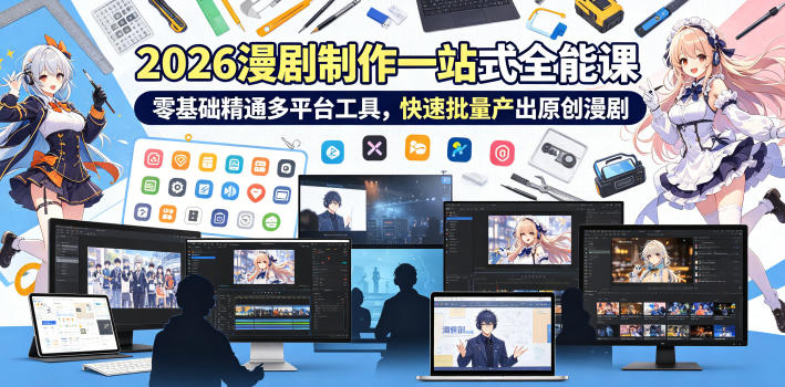 2026 AI漫剧制作一站式全能课，零基础精通多平台工具，快速批量产出原创漫剧-源创文化:轻创终点站