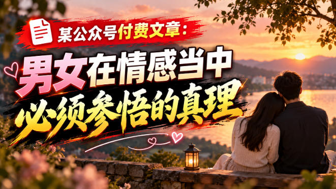 某公众号付费文章：男女在情感当中必须参悟的真理-轻创终点站