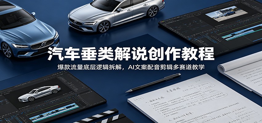 汽车垂类解说创作教程：爆款流量底层逻辑拆解，AI文案配音剪辑多赛道教学-源创文化:轻创终点站