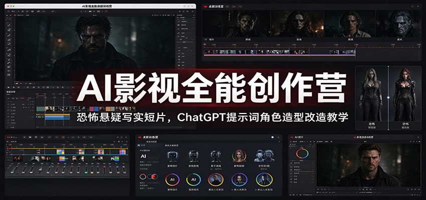 AI影视全能创作营：恐怖悬疑写实短片，ChatGPT提示词角色造型改造教学-轻创终点站