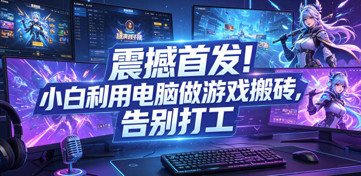震撼首发！小白利用电脑做游戏搬砖，告别打工【揭秘】-源创文化:轻创终点站