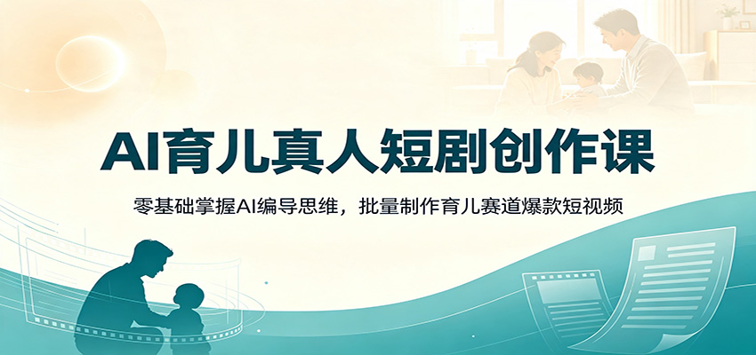 AI育儿真人短剧创作课：零基础掌握AI编导思维，批量制作育儿赛道爆款短视频-轻创终点站