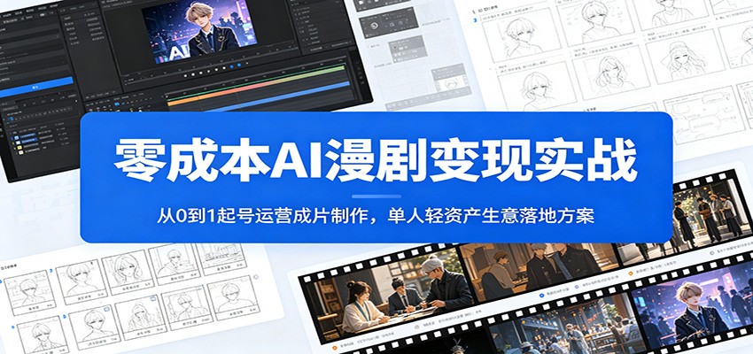 零成本AI漫剧变现实战：从0到1起号运营成片制作，单人轻资产生意落地方案-源创文化:轻创终点站