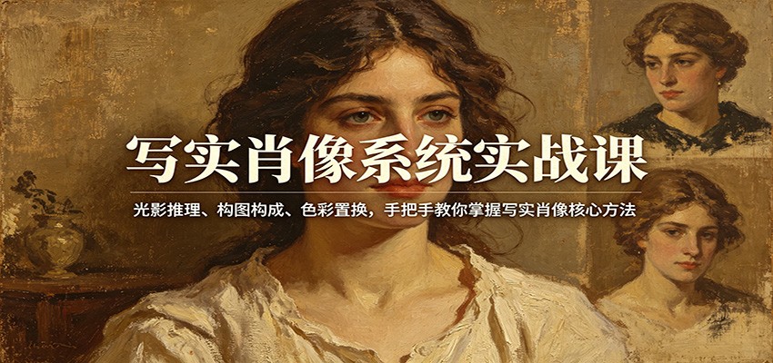 写实肖像系统实战课：光影推理、构图构成、色彩置换，手把手教你掌握写实肖像核心方法-源创文化:轻创终点站
